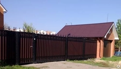 Ворота откатные кованные с профнастилом с одной стороны "Булат"